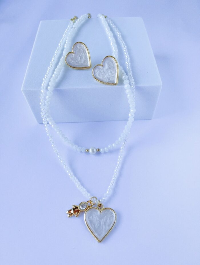 Choker cristal branco com pérola de água doce - Coleção amor de mãe - Image 4