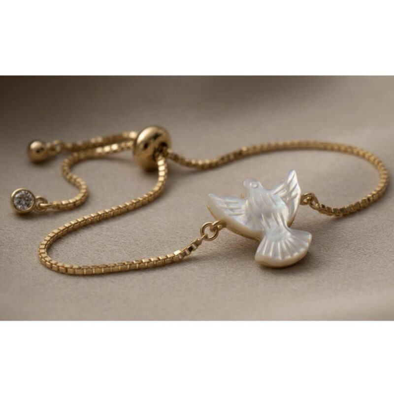 Pulseira regulável espírito santo madrepérola - Coleção amor de mãe