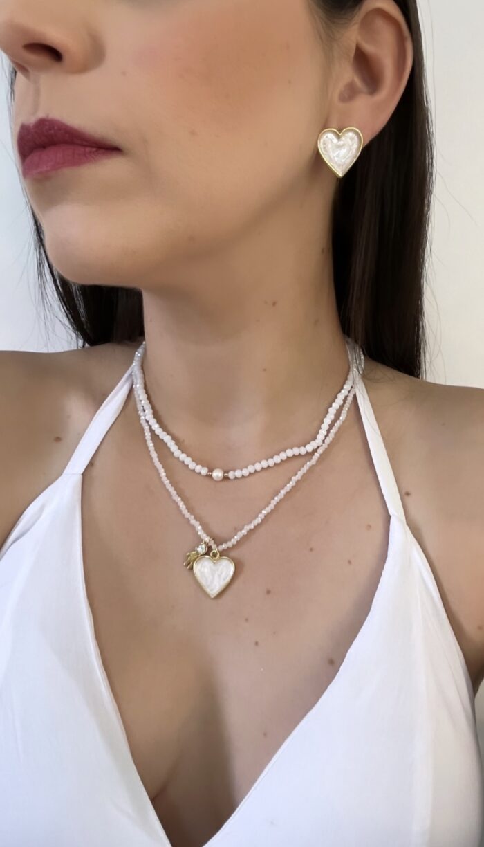 Choker cristal branco com pérola de água doce - Coleção amor de mãe - Image 3