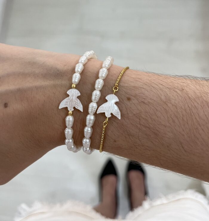 Pulseiras espírito santo madrepérola (vendidas separadamente) - Coleção amor de mãe