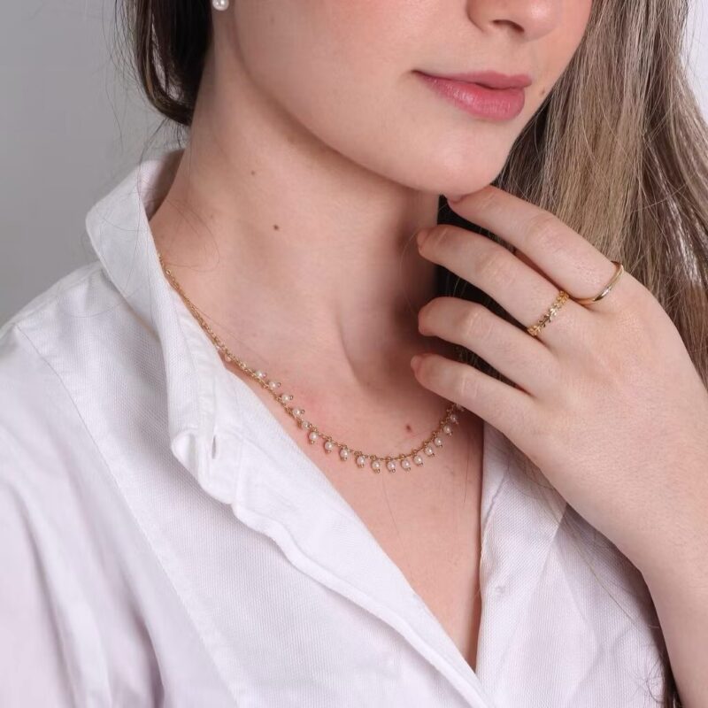 Choker folheado pérola