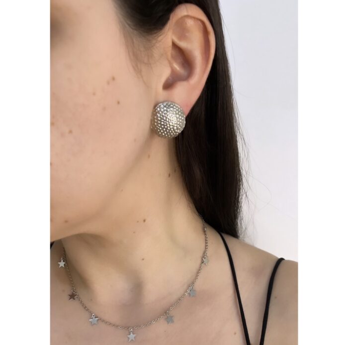 Choker estrela prata + brinco botão