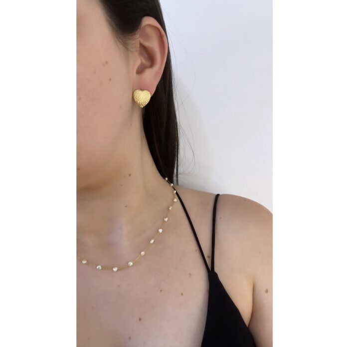 Choker coração + brinco coração