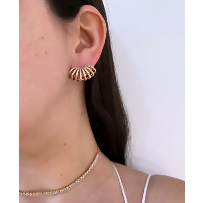 Choker riviera zircônia quadrada banhada a ouro - Coleção Celebrar