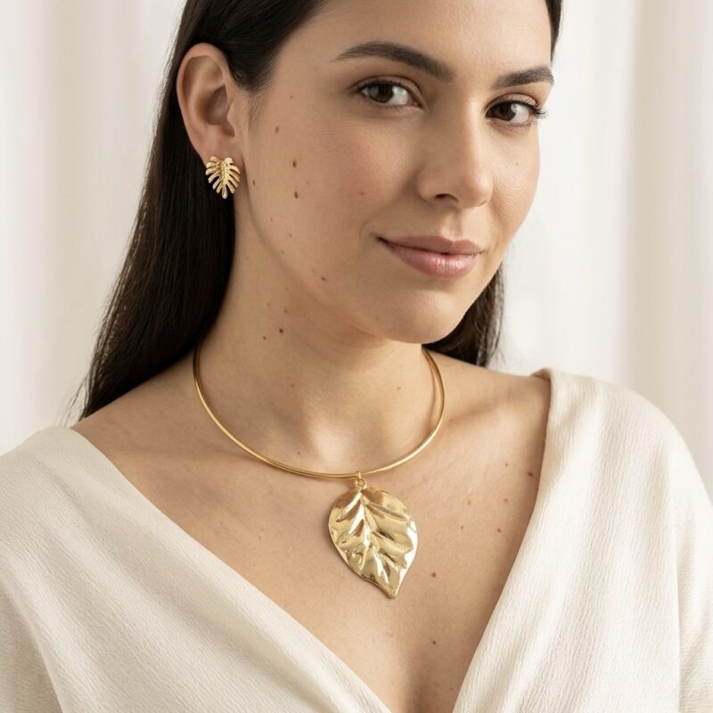 Conjunto folha dourado