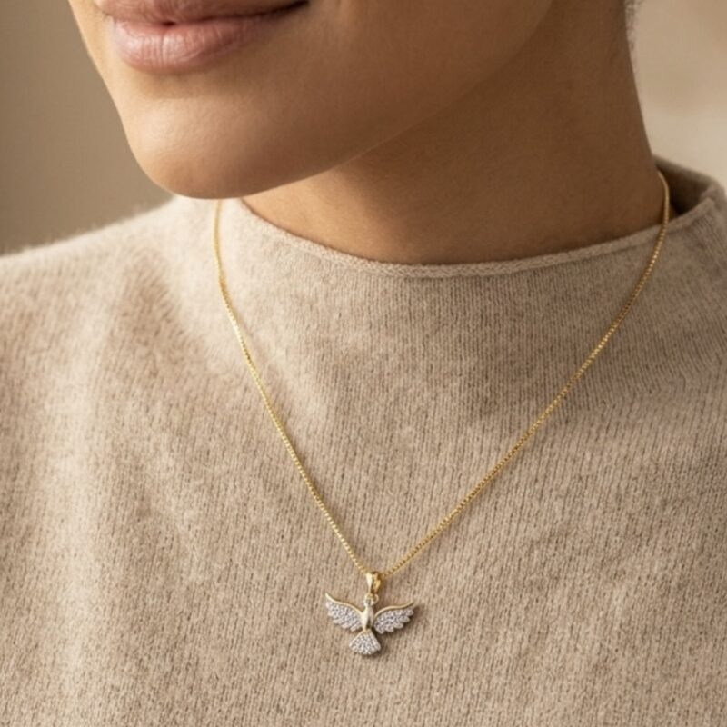 Colar folheado Espírito Santo de zircônia dourado