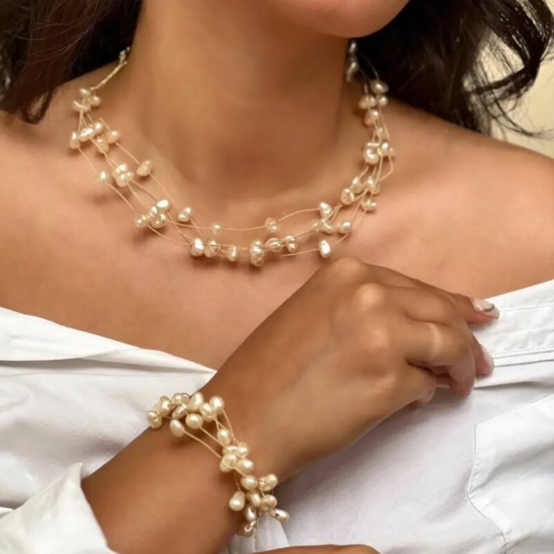 Pulseira pérola disforme 4 voltas