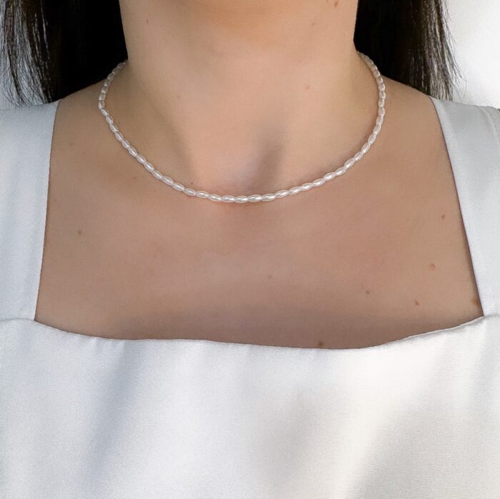 Choker pérola de arroz