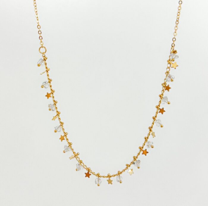 Choker folheada estrela com zircônia cristal