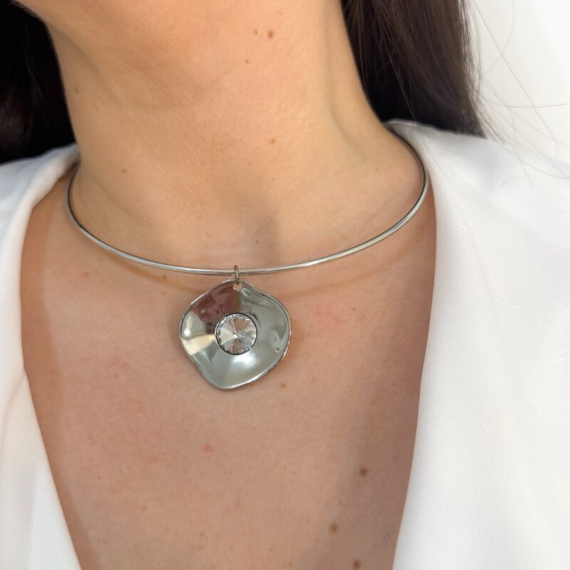 Choker aro orgânico prata