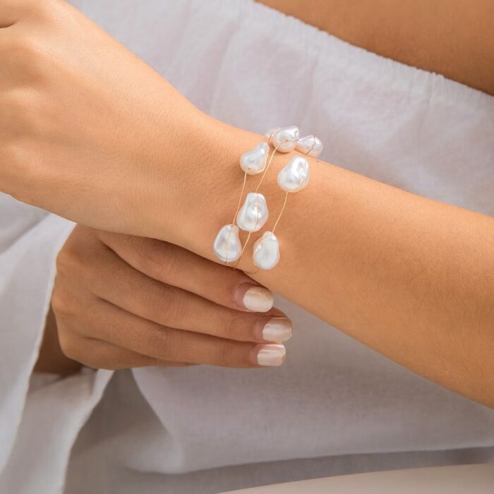 Pulseira pérola disforme 4 voltas