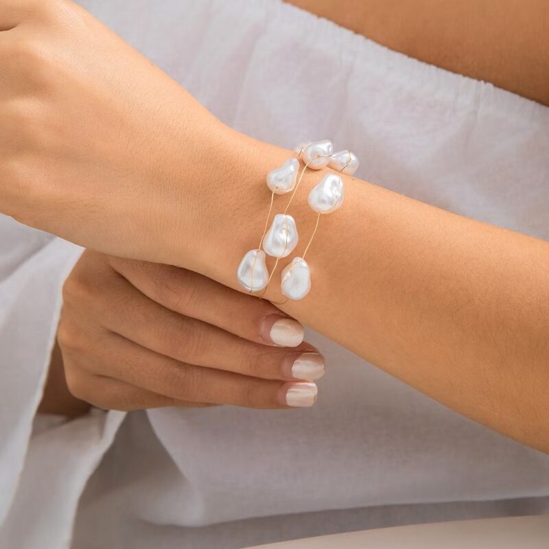 Pulseira pérola disforme 4 voltas