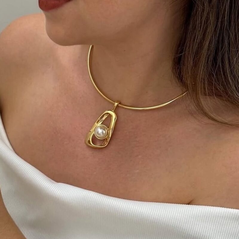 Choker aro com pérola