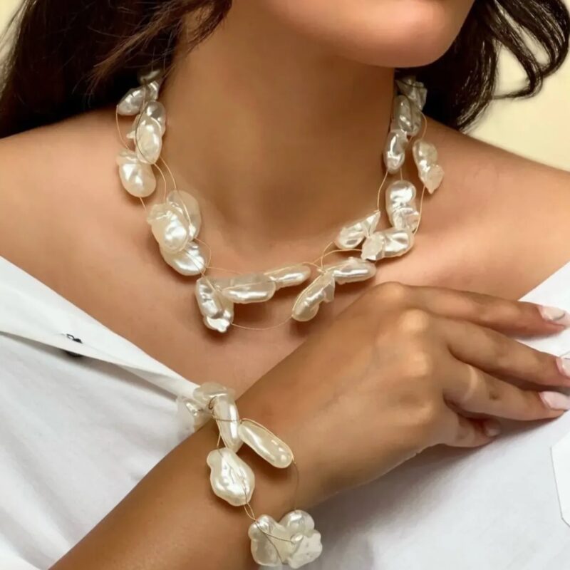 Pulseira pérola irregular 4 voltas