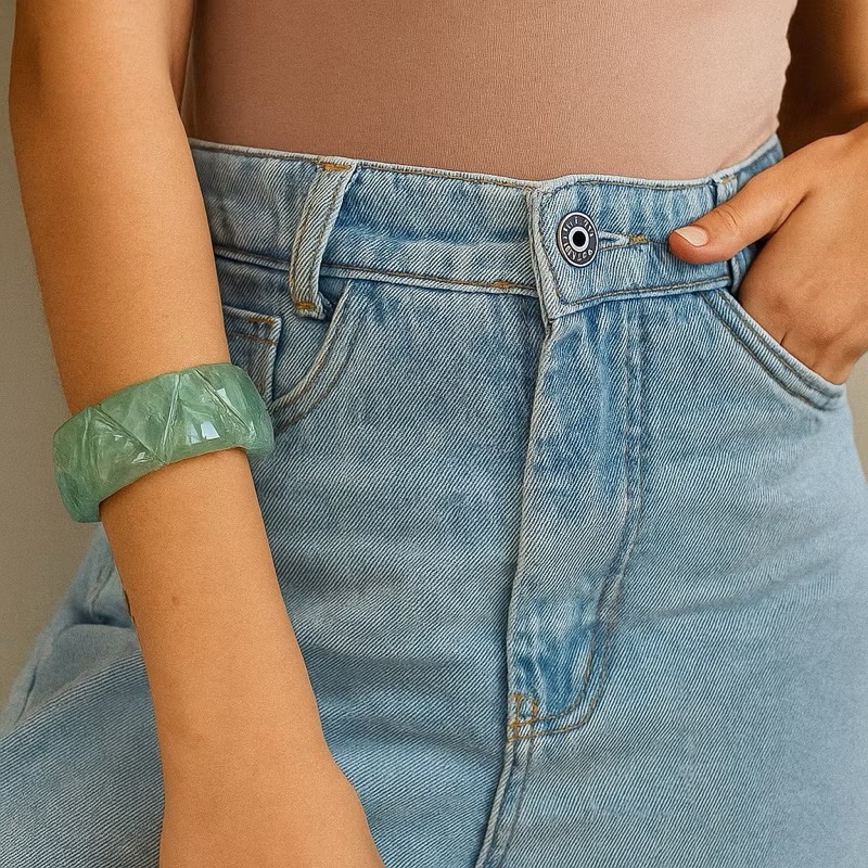 Bracelete verde água triangular