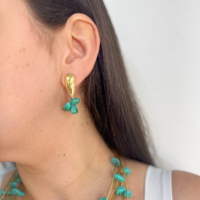 Brinco cascalho turquesa
