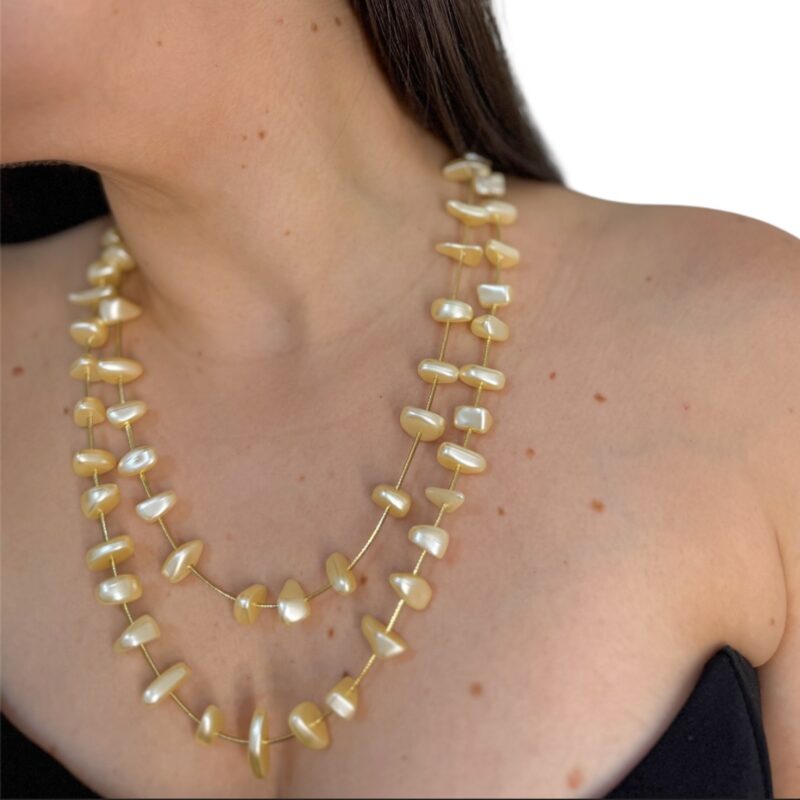 Colar cascalho pérola 2 voltas