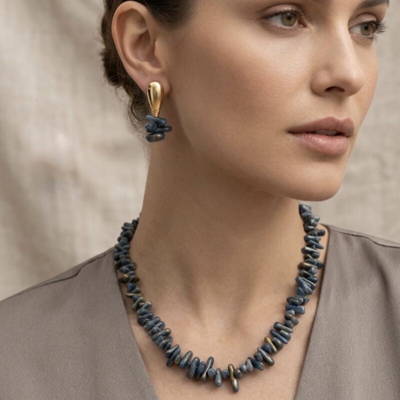 Conjunto cascalho azul mesclado