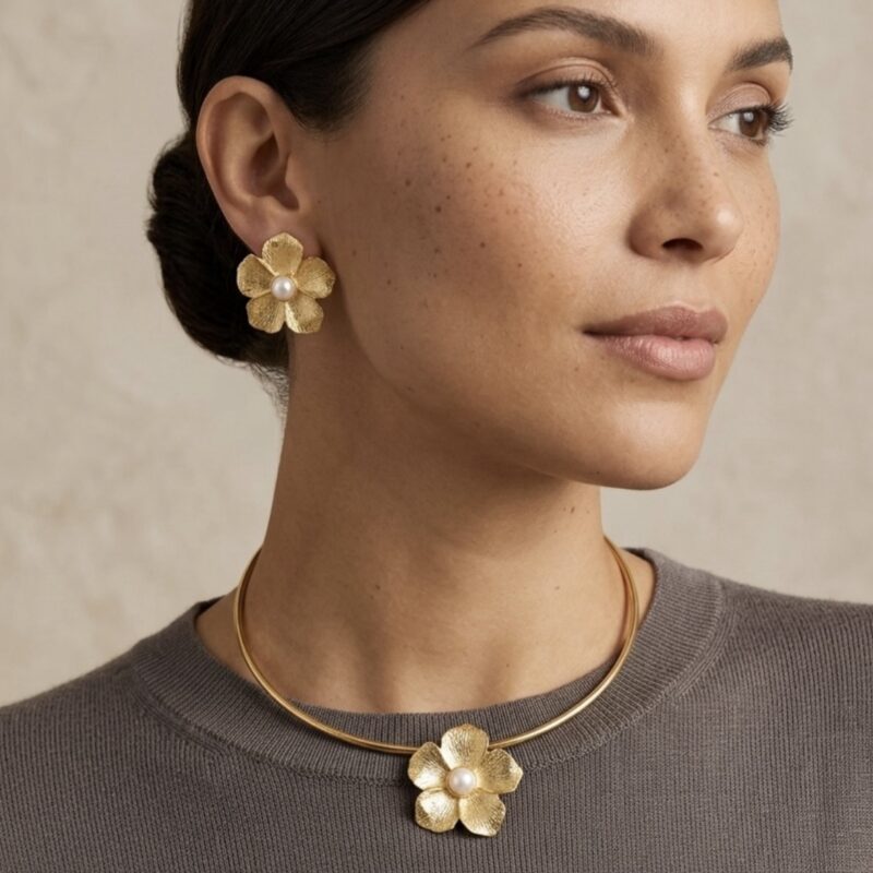 Choker flor + brinco