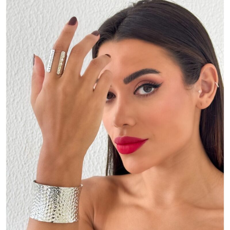 Bracelete martelado + anel