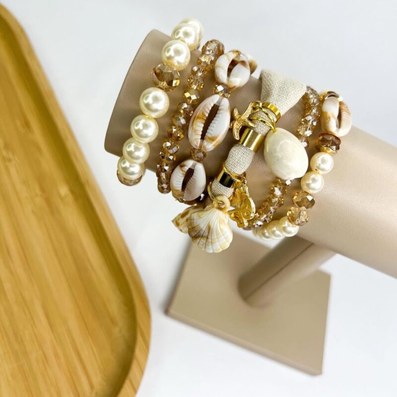 Mix 6 pulseiras verão nude