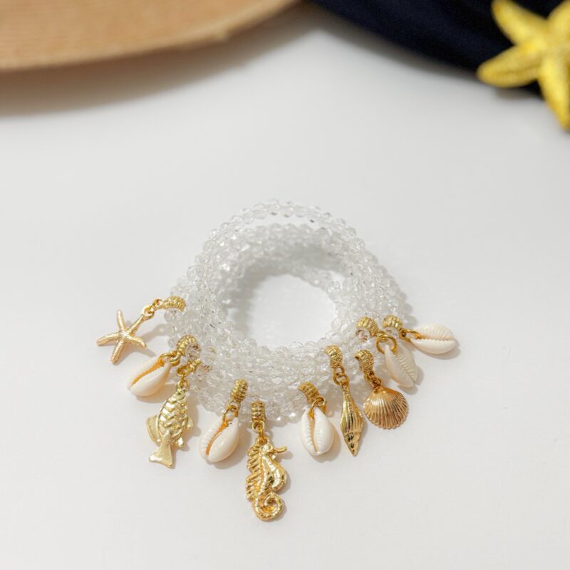 Mix 5 pulseiras cristais transparente