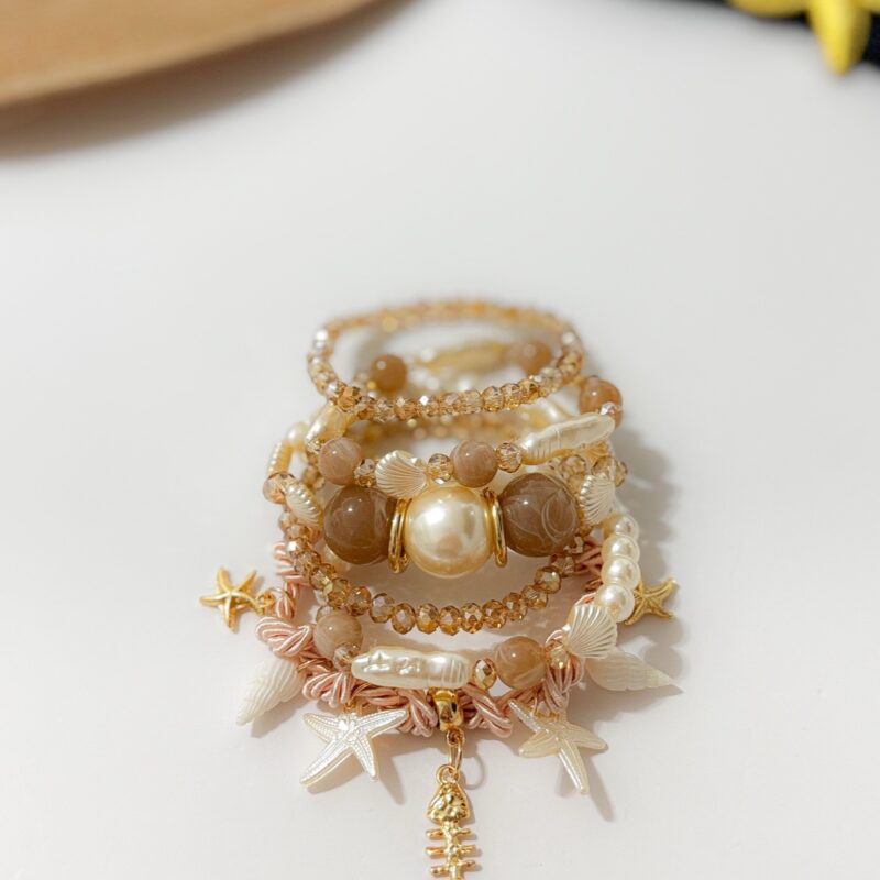 Mix 6 pulseiras verão rosa