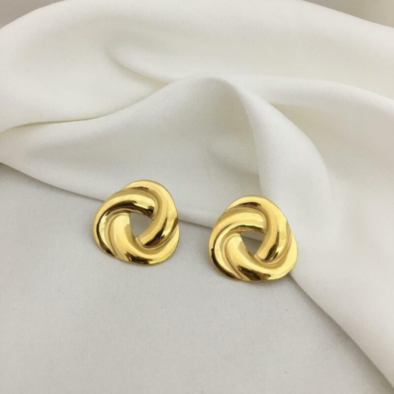 Brinco nó dourado aço inox