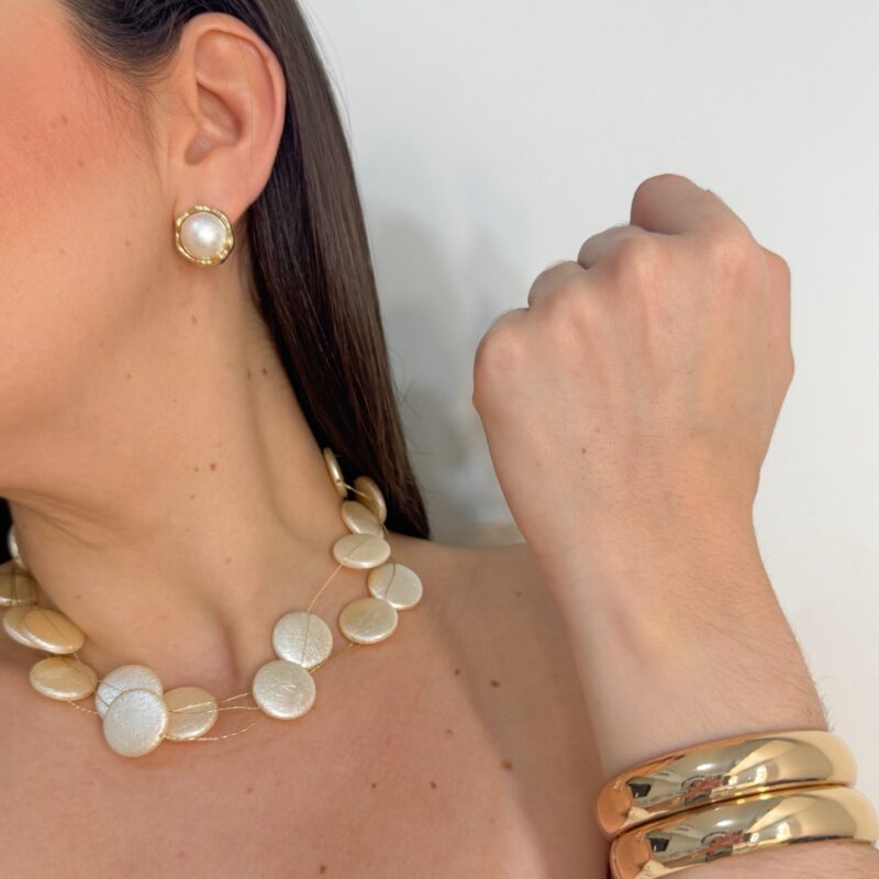 Colar pérola redonda G 4 voltas