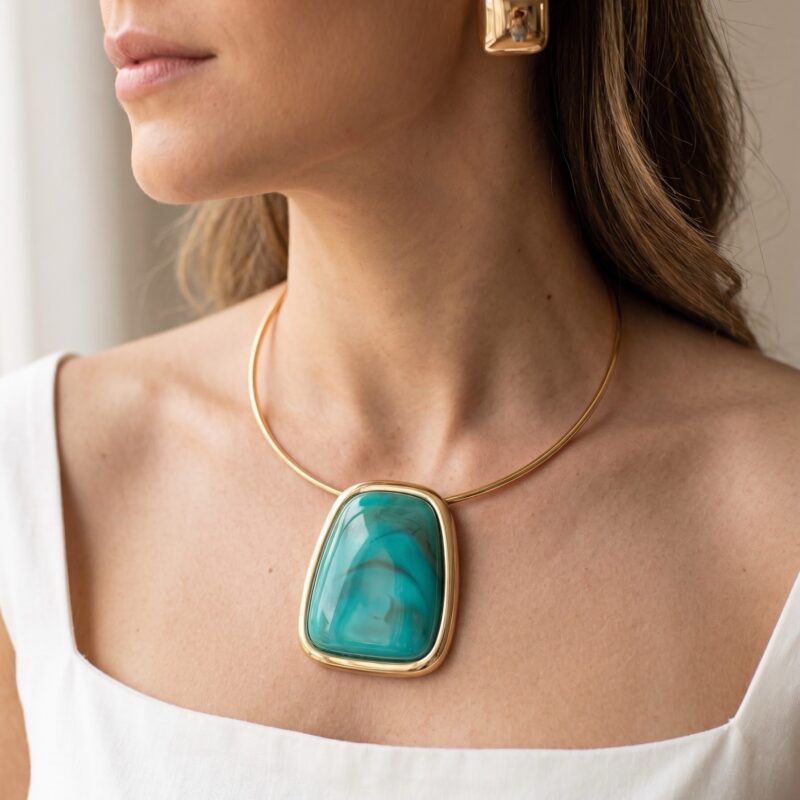 Choker aro azul turquesa